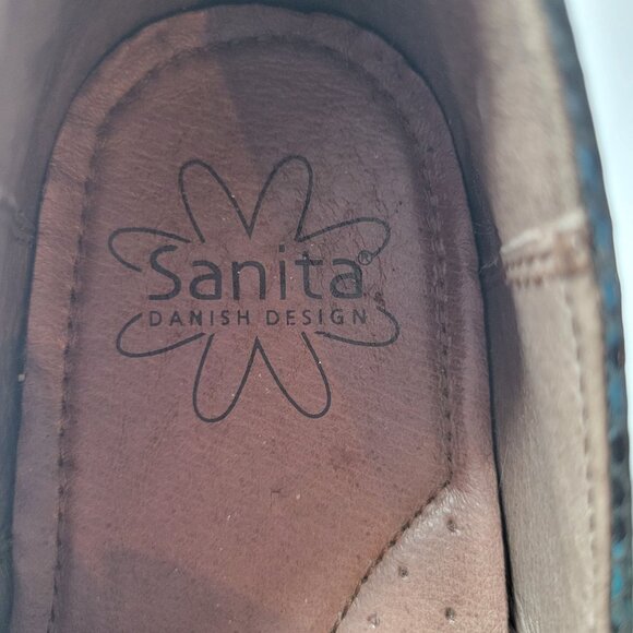 Sanita Danielle Womens Leather Snakeskin Pattern Clogs With Buckle Detail Size 4 - Picture 6 of 6